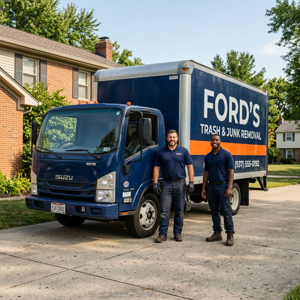 The Ford's Trash & Junk Removal crew and branded truck